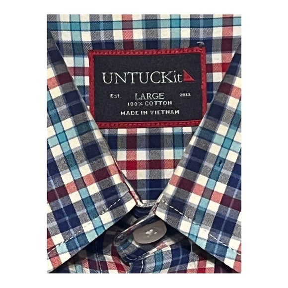 UNTUCKit Modern Fit Plaid Button Front Shirt Men’s Semi-Casual Long Sleeve Large - Picture 5 of 6